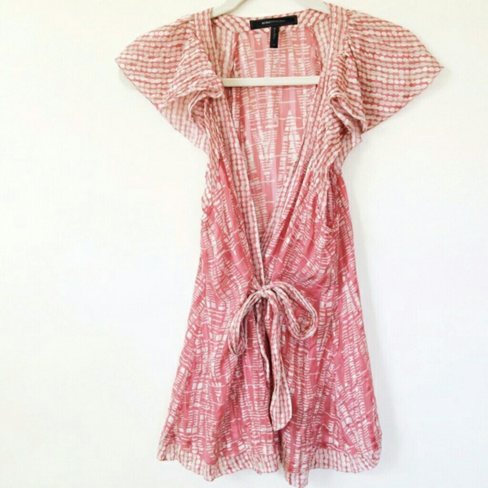 COPY - BCBG MaxAzria Printed Silk Wrap Top